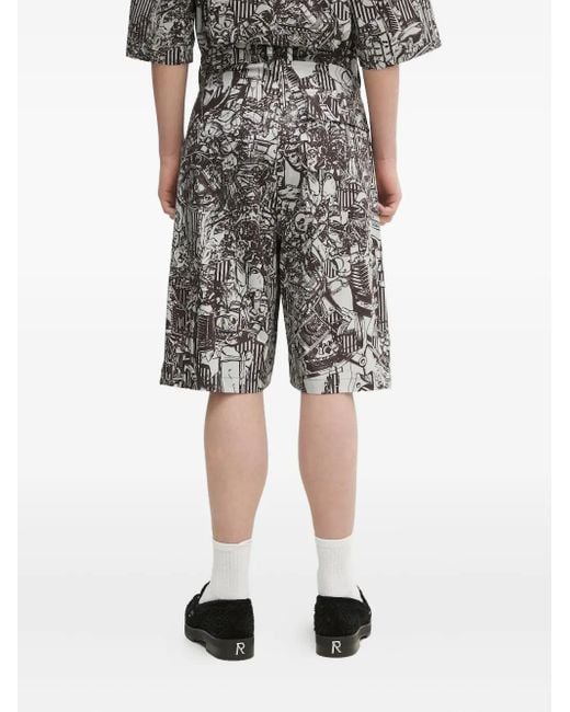 Marcelo Burlon White Pleated Print Shorts for men