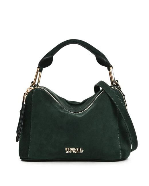 Essentiel Antwerp Black Karin Suede Shoulder Bag