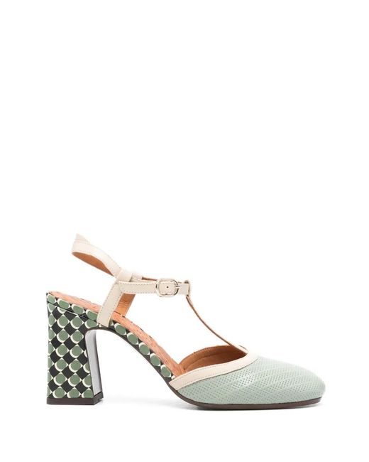 Chie Mihara White Mahedi T-Strap Block-Heel Sandals