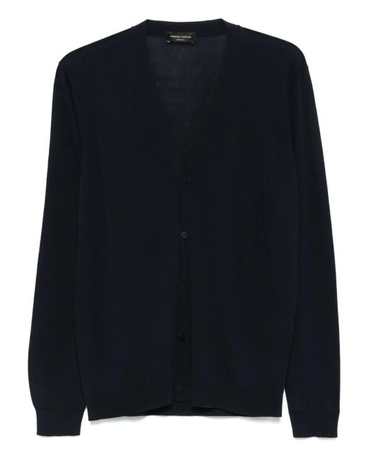 メンズ Roberto Collina ファインニット カーディガン Blue