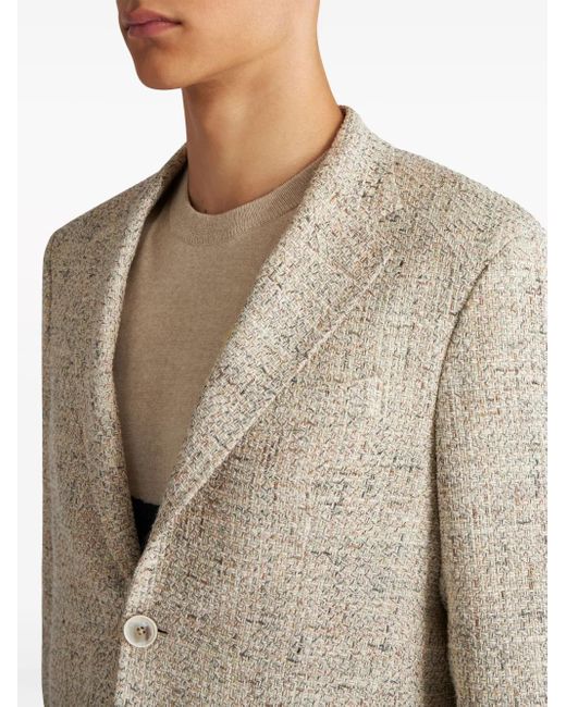 Etro Natural Single-Breasted Bouclé Blazer for men
