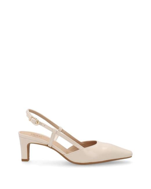 Frau Natural Semi-Polished Leather Slingback Pumps