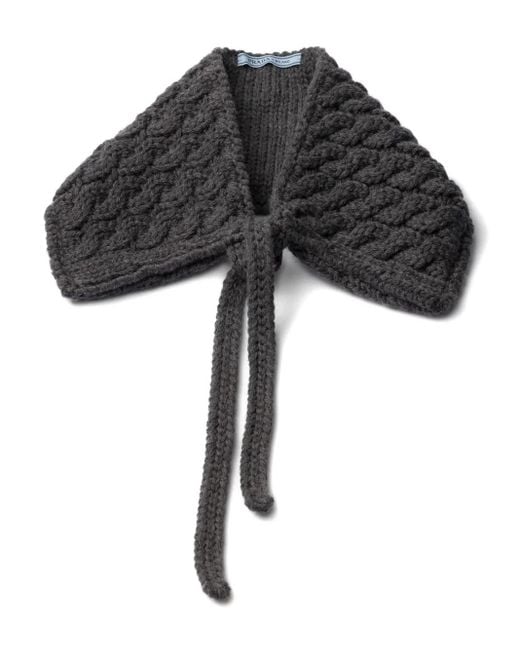 Prada Black Cable-Knit Wool Collar