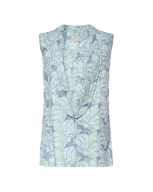 Genny Blue Linen Gilet