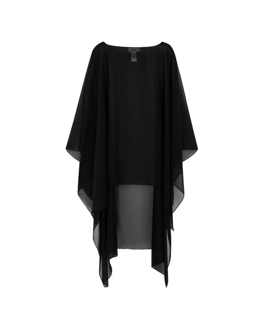 CAYET Black Farhana Sheer Handkerchief-Hem Cape