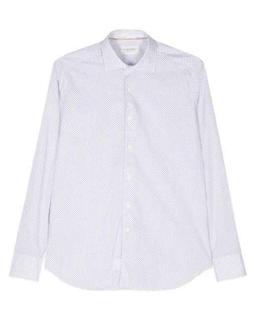 Tintoria Mattei 954 White Geometric-Print Cotton-Blend Shirt for men