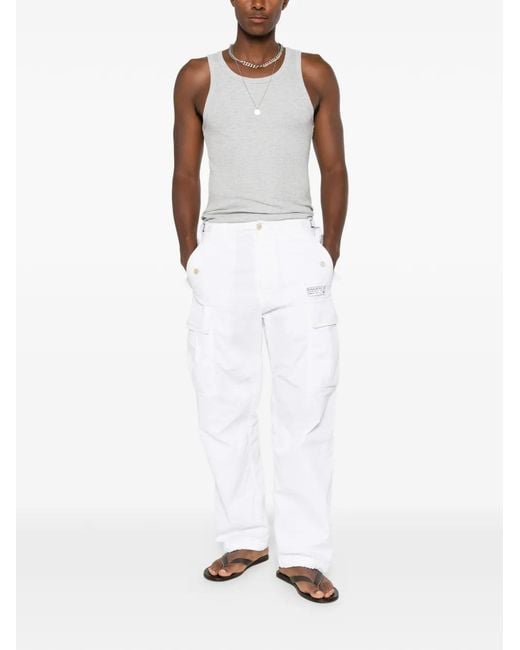 DSquared² White Logo-Patch Flap-Pocket Trousers for men