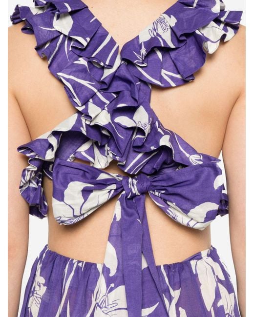 Zimmermann Purple Acadian Ruffle Cotton Dress