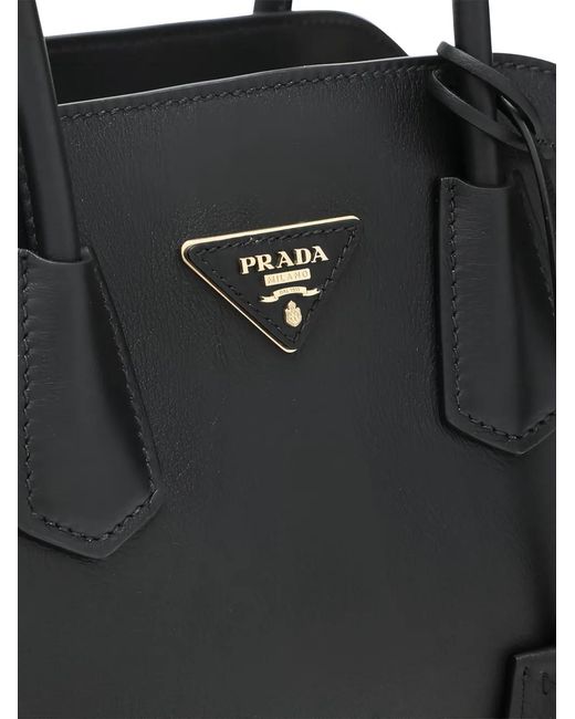 Bolso Shopper Con Logo Triangular Prada de color Black