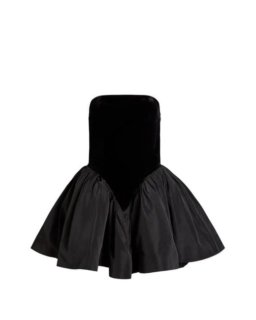 Ronny Kobo Black Atlas Velvet Strapless Dress