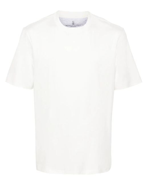 メンズ Brunello Cucinelli クルーネック Tシャツ White