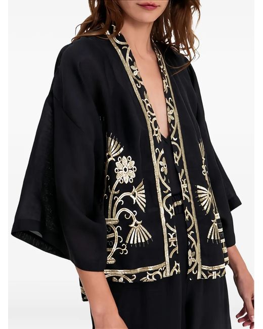 Greek Archaic Kori Black Phoenix Printed Dress