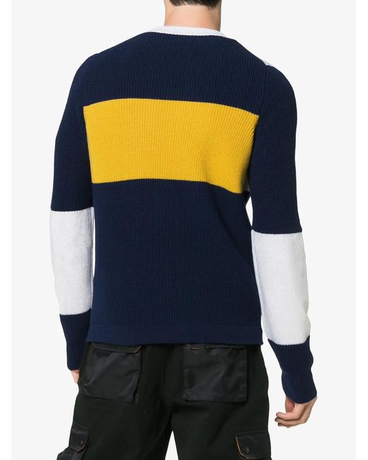 Stone Island Blue Wool Block Long Sleeved Jumper for men