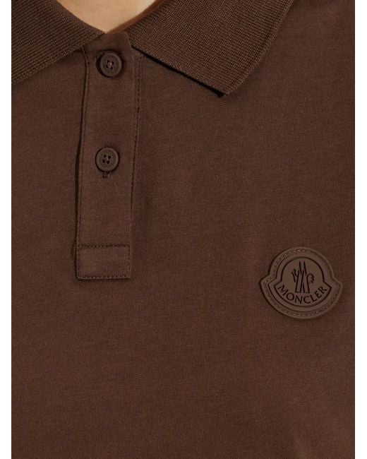 Polo À Patch Logo Moncler en coloris Brown