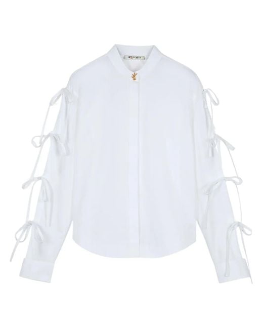 Ports 1961 White No.10 Exquisite Ribbon-Tie Shirt