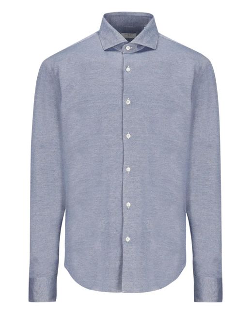 Xacus Blue Textured Button-Down Shirt for men