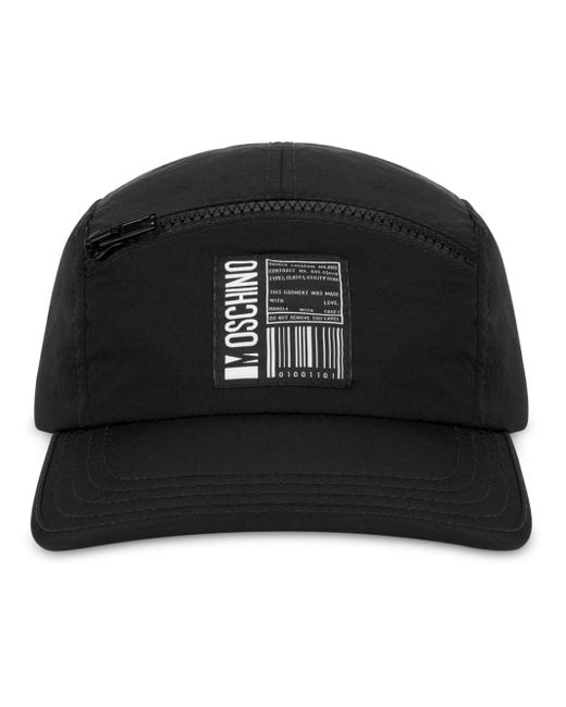 Moschino Black Logo-appliqué Zip-detail Cap for men