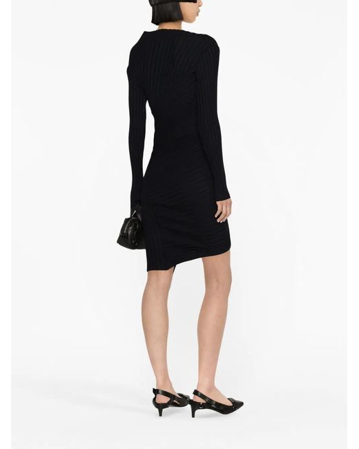 Philosophy Di Lorenzo Serafini Black Asymmetric Ribbed Minidress