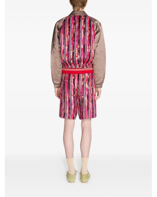 Dries Van Noten Gestreept Bomberjack in het Red voor heren
