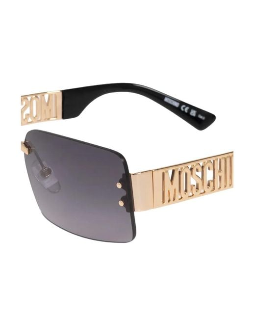 Moschino Gray Logo-Plaque Sunglasses