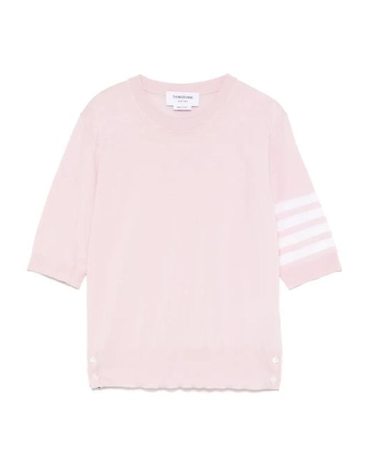 Thom Browne Pink Tank Top With Striped Detail