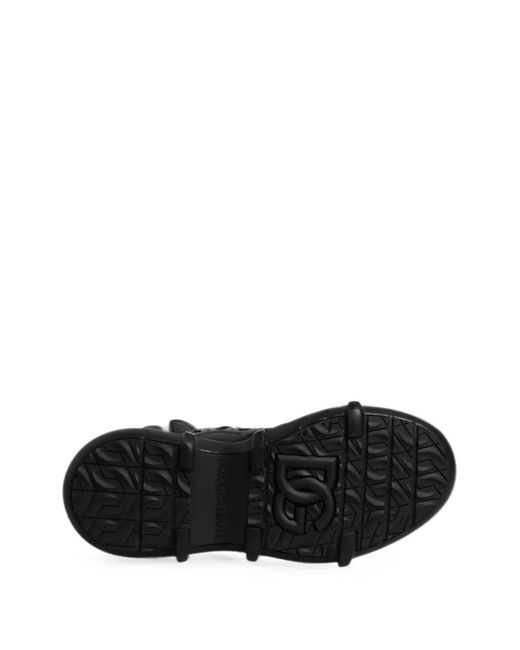 Dolce & Gabbana Black Quilted Brogue-Detail Platform Sneakers for men