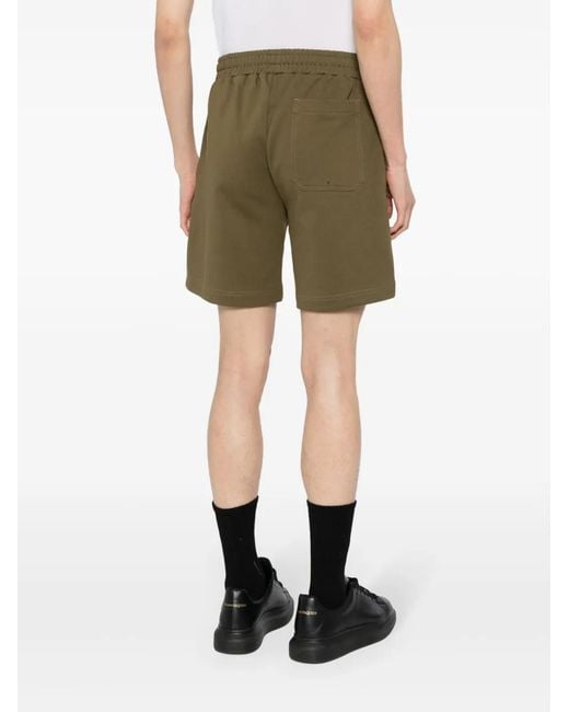Helmut Lang Green Logo-Print Cotton Shorts for men
