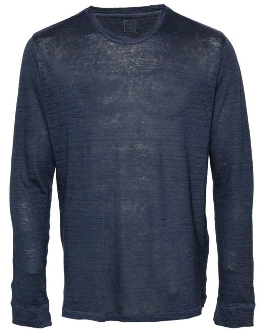 120% Lino Meliertes T-Shirt aus Leinen in Blue für Herren