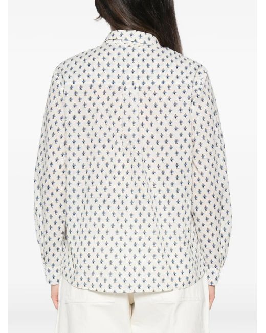 MAISON 123 White Geometric-Print Long-Sleeve Shirt