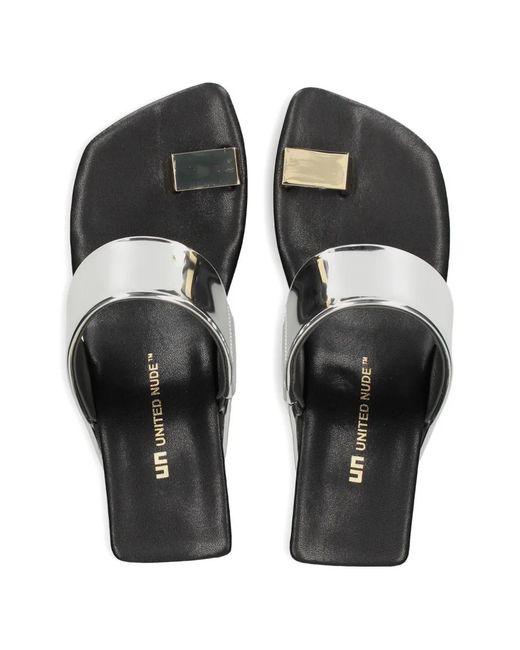 United Nude Black Sandales Loop Toe Hi À Effet Métallisé