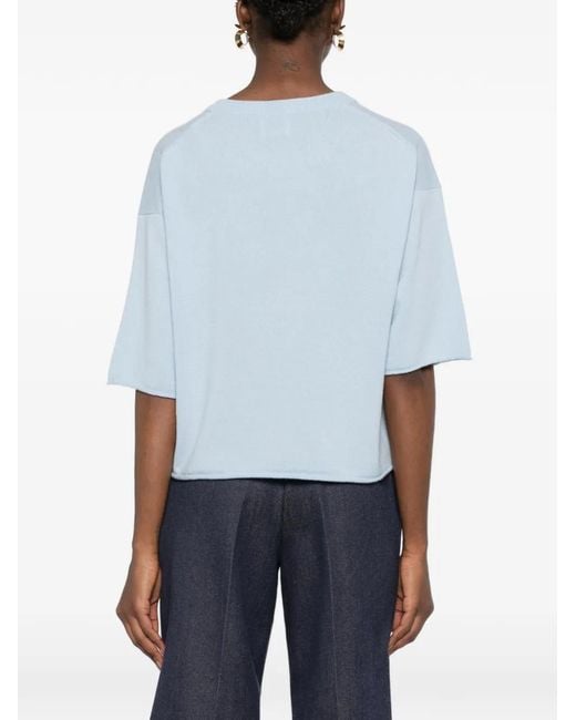 Allude Blue T-Shirt À Bords Francs