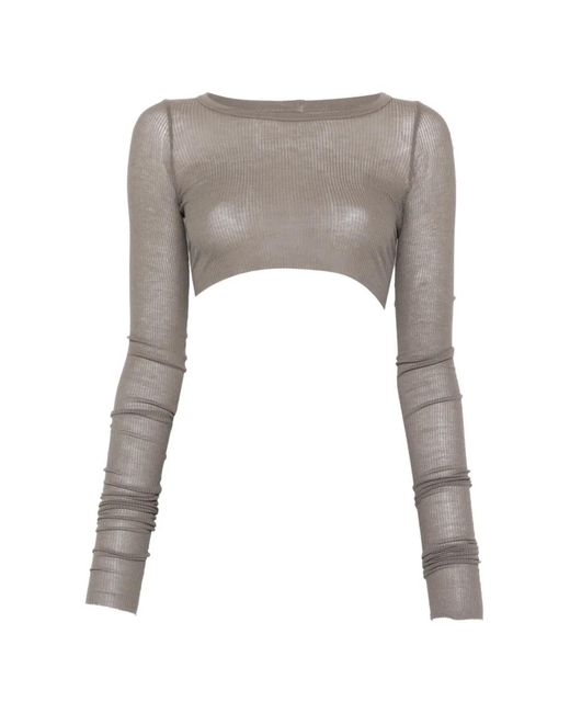 Rick Owens Gray Ls Crop T