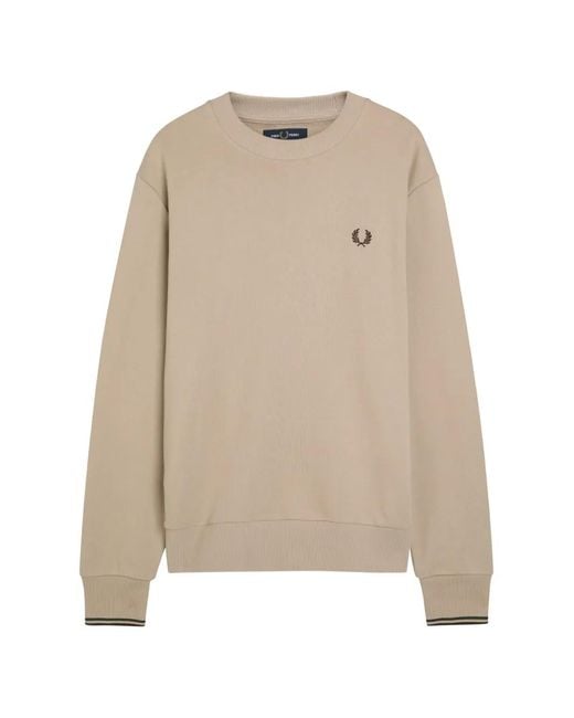 Fred Perry Natural Embroidered-Logo Sweatshirt for men