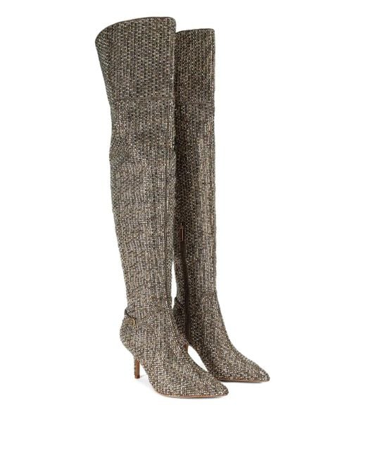 Kurt Geiger Natural 70Mm Mayfair Crystal-Embellished Over-The-Knee Boots