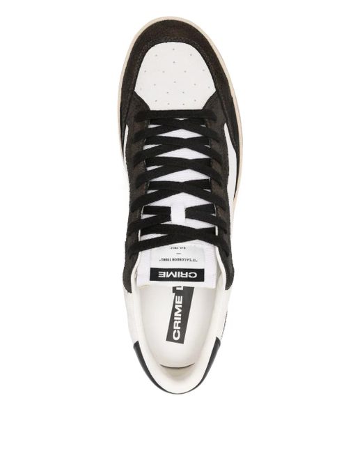 Crime London Black Chealsea Leather-Suede Sneakers for men
