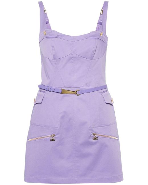 Elisabetta Franchi Mini-jurk Met Meerdere Zakken in het Purple