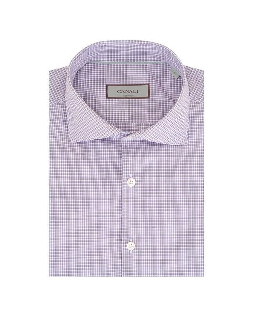 Canali Purple Checkered Woven Shirt for men