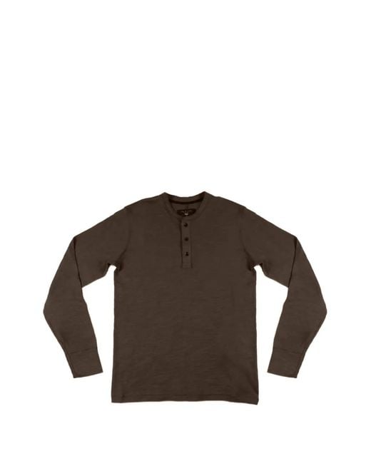Rag & Bone Brown T-Shirt Henley À Encolure Ras Du Cou for men
