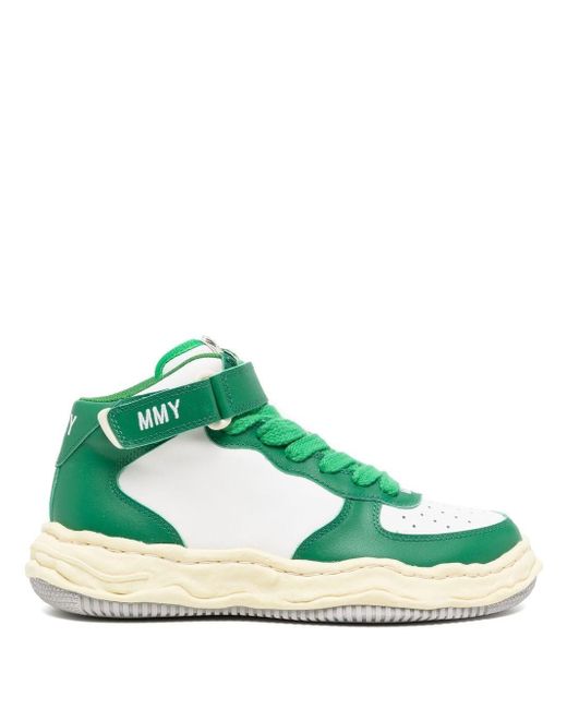 Maison Mihara Yasuhiro Wayne High-top Leather Sneakers in Green | Lyst ...