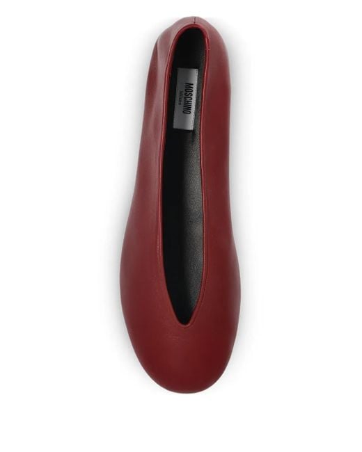Moschino Red Leather Ballet Flats