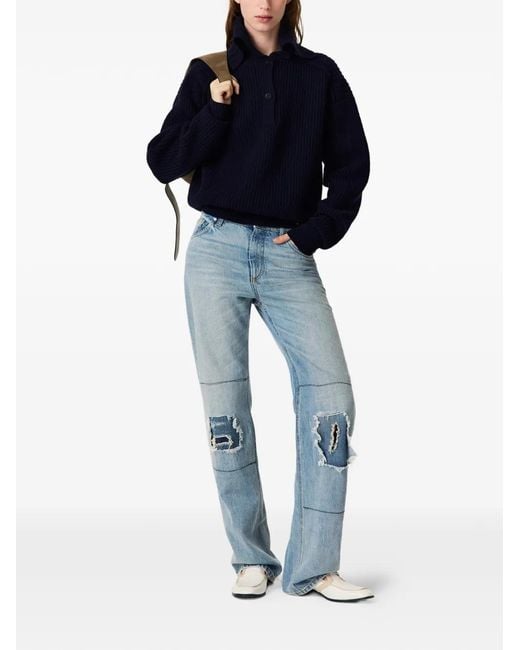 Stella McCartney Blue Distressed Patchwork Jeans