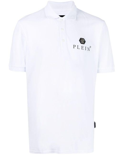 Philipp Plein Logo-patch Polo Shirt in White for - Lyst