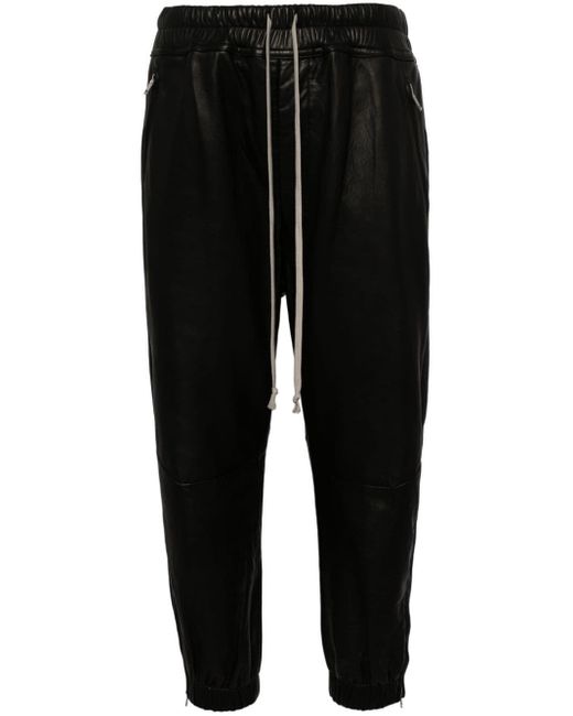 Rick Owens Black Cropped Leather Trousers
