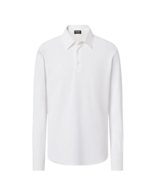 Zegna White Cotton Polo Shirt for men