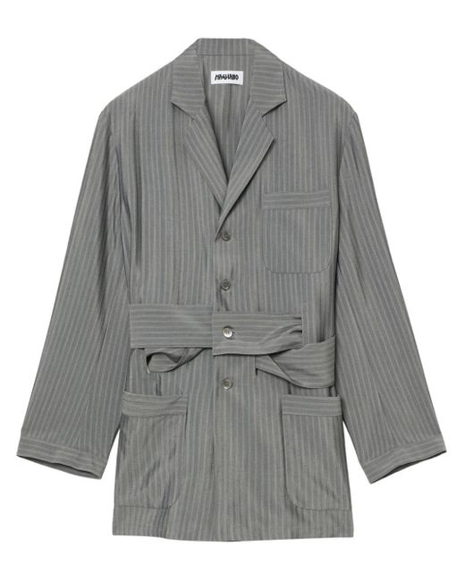 Magliano Gray Striped Belted-waist Shirt for men