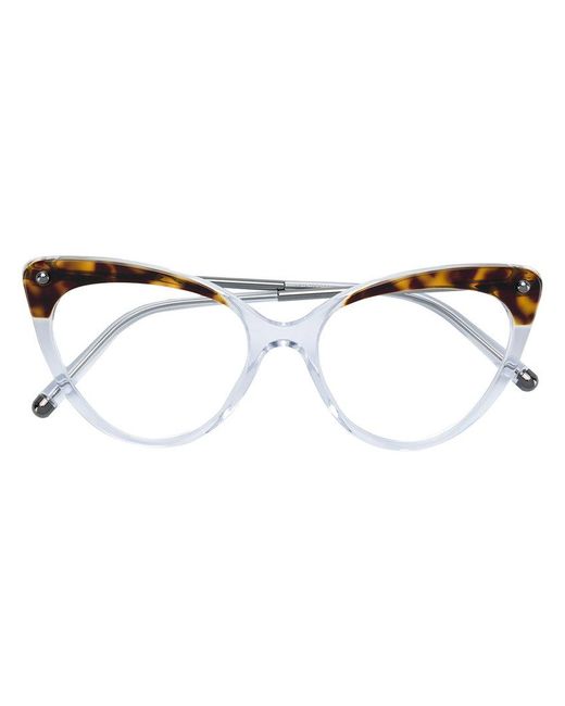 Dolce & Gabbana White Tortoiseshell Cat-eye Glasses