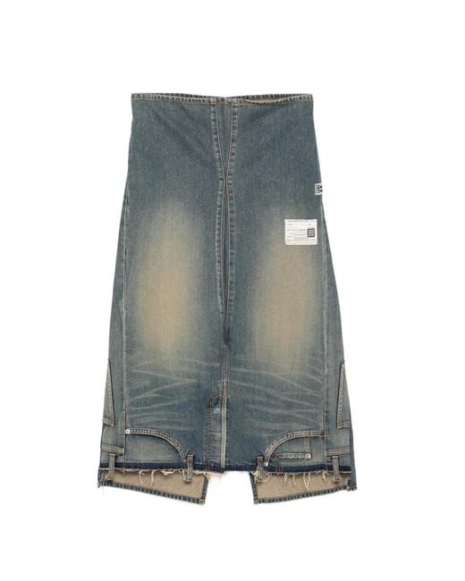 Maison Mihara Yasuhiro Gray Reversed Frayed Skirt