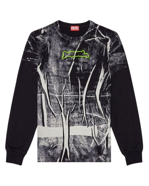 DIESEL T-Just-Ls-N Sweatshirt mit abstraktem Print in Black für Herren