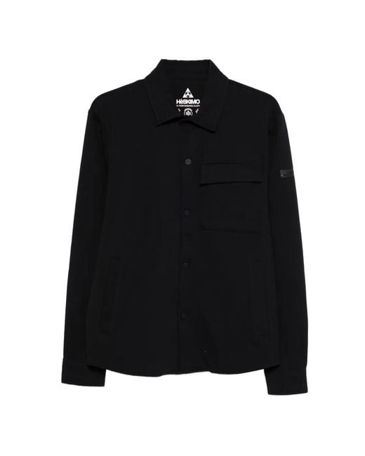 Heskimo Black Buttoned Patch-Pocket Jacket for men
