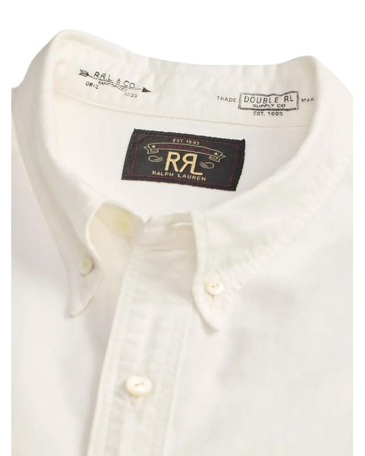 RRL White Long-Sleeve Patch-Pocket Shirt for men